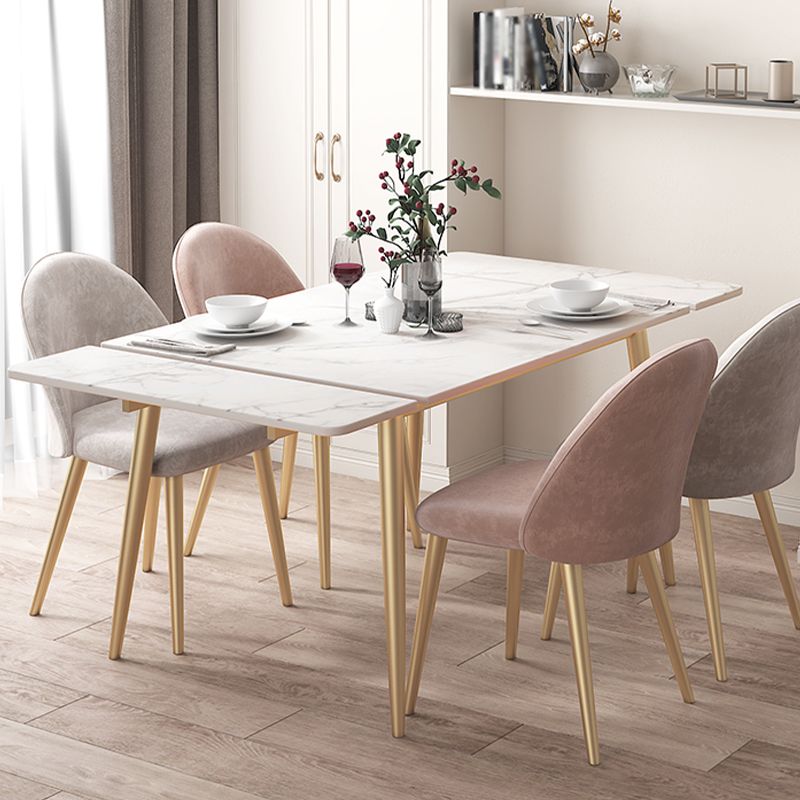 Rectangle Golden Base Dining Table Glam Stone 4 Legs Dining Table Clearhalo 'Dining Tables & Seating' 'Dining Tables' 'dining_table' 'furn' 'furn_dining_table' 'Furniture' 'Kitchen & Dining Furniture' 1200x1200_633f2840-9f6e-4cbd-985c-d49f84ebfb6d