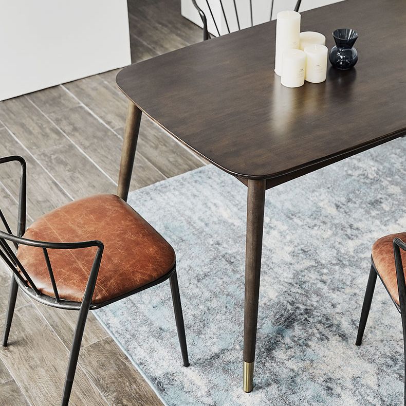 Rectangle 4 Legs Luxury Style Dining Table Wood Color Fixed Table of Solid Rubberwood Clearhalo ' dining_table' 'Dining Tables & Seating' 'Dining Tables' 'furn' 'furn_dining_table' 'Furniture' 'furniture_dining_table' 'Kitchen & Dining Furniture' 'kitchen&dining_furn' 'kitchen' 'kitchen_dining_table' 1200x1200_6343b160-d960-4e27-96c6-774dafbce74c