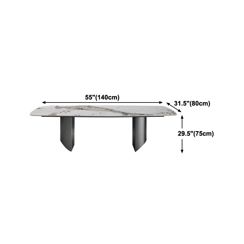 Sintered Stone Modern Rectangle Dining Table White Stone Top Dinette Table for Kitchen Clearhalo ' dining_table' 'Dining Tables & Seating' 'Dining Tables' 'furn' 'furn_dining_table' 'Furniture' 'furniture_dining_table' 'Kitchen & Dining Furniture' 'kitchen&dining_furn' 'kitchen' 'kitchen_dining_table' 1200x1200_6343f763-445e-471b-b877-bd14deebc685