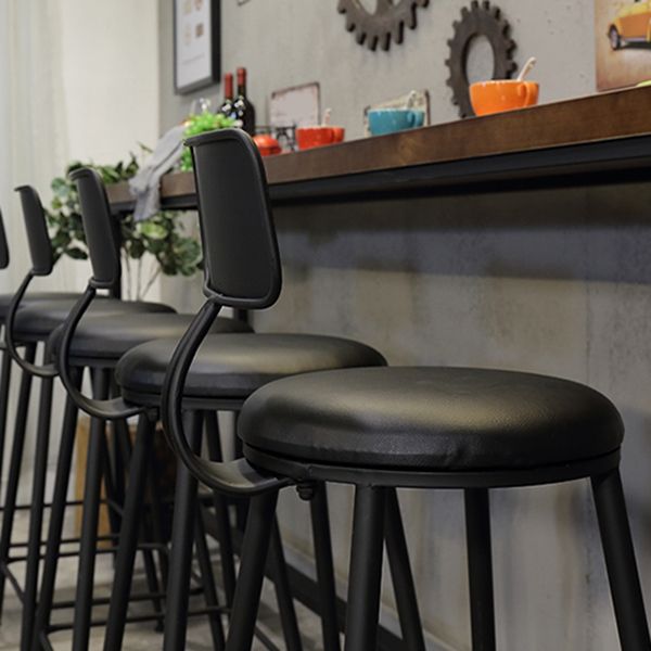 Contemporary Metal Dining Stools Armless Bar Stools with Black Base