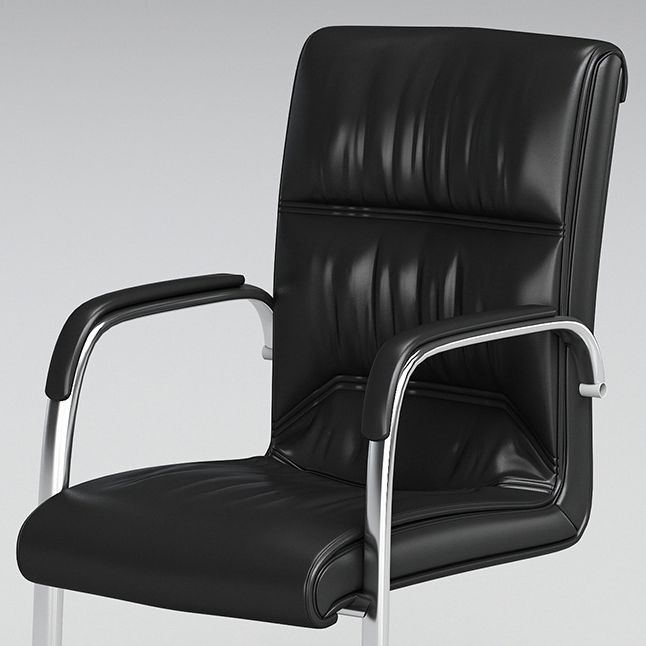 Contemporary Desk Chair Black Leather No Wheels Office Chair Clearhalo 'furn' 'furn_office_chair' 'Furniture' 'Office Chairs' 'Office Furniture' 'office_chair' 1200x1200_6344c936-917a-414c-8656-230b26704ffa