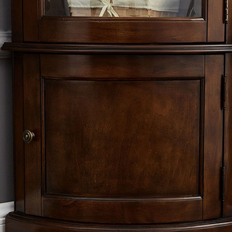 ドア付きのガラスパーン付きソリッドウッドコーナー素朴なアクセントキャビネット