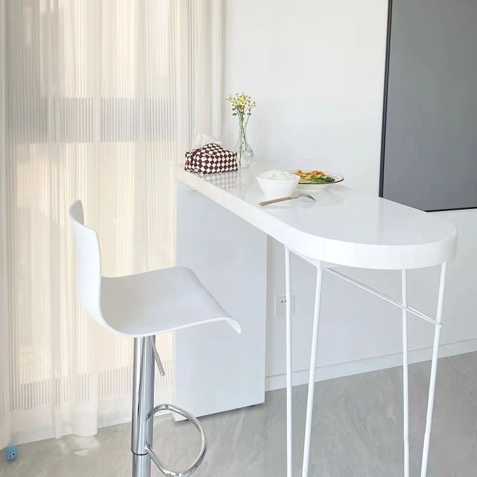 Solid Wood Bar Table Contemporary Bar Table with Sled Base in White Clearhalo 'Bar Furniture' 'Bar Tables' 'bar_tables' 'furn' 'furn_bar_tables' 'Furniture' 'furniture_bar_tables' 'Kitchen & Dining Furniture' 1200x1200_63477255-bd23-46bf-945f-1426451ce7b2