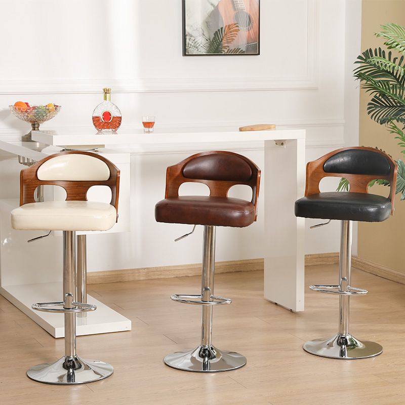 Contemporary Metal Barstool Faux Leather Counter Stool With Chrome Base Clearhalo 'Bar Furniture' 'Bar Stools' 'bar_stools' 'furn' 'furn_bar_stools' 'Furniture' 'Kitchen & Dining Furniture' 1200x1200_6347ae3b-b0a7-48de-87c8-0a8aa823b60c