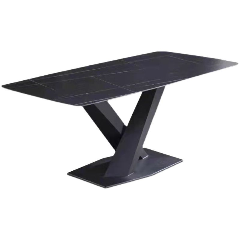 Modern Style Dining Table Rectangle Sintered Stone Dining Table with Black Frame for Home Use Clearhalo ' dining_table' 'Dining Tables & Seating' 'Dining Tables' 'furn' 'furn_dining_table' 'Furniture' 'furniture_dining_table' 'Kitchen & Dining Furniture' 'kitchen&dining_furn' 'kitchen' 'kitchen_dining_table' 1200x1200_63488481-0dbe-4a09-b336-650835fb84d4