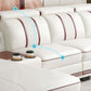 Glam Style Sectional Solid Wood Frame White Built-in Armrest Cushioning Backrest Sofa