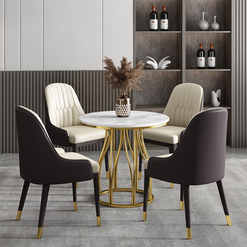 Luxury Style Sintered Stone Dining Table Metallic Single Pedestal Base Round Table for Home Clearhalo ' dining_table' 'Dining Tables & Seating' 'Dining Tables' 'furn' 'furn_dining_table' 'Furniture' 'furniture_dining_table' 'Kitchen & Dining Furniture' 'kitchen&dining_furn' 'kitchen' 'kitchen_dining_table' 1200x1200_634a4266-e92c-4a00-98fa-f8d9fb4435c8