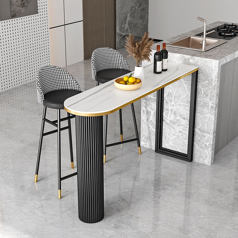 Kitchen Stone Top Counter Table Metal Base 42-inch Height Industrial Bar Table Clearhalo 'Bar Furniture' 'Bar Tables' 'bar_tables' 'furn' 'furn_bar_tables' 'Furniture' 'furniture_bar_tables' 'Kitchen & Dining Furniture' 1200x1200_634e61fc-6513-4d3a-a186-35f810cc55cb