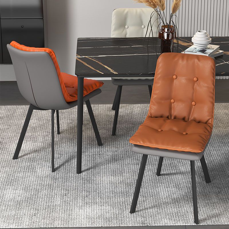 Industrial Style Faux Leather Dining Chairs Armless Solid Back Chair Clearhalo ' kitchen&dining_furn' 'Dining Chairs' 'Dining Tables & Seating' 'dining_chair' 'furn' 'furn_dining_chair' 'Furniture' 'furniture_dining_chair' 'Kitchen & Dining Furniture' 'kitchen' 1200x1200_634fb31b-5f94-48cc-801c-e1d255265a23
