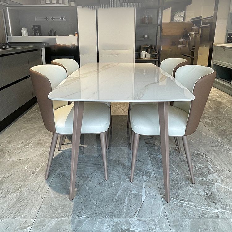 Traditional Luxury Rectangle Dining Table Stone Top Table for Home Clearhalo 'Dining Tables & Seating' 'Dining Tables' 'dining_table' 'furn' 'furn_dining_table' 'Furniture' 'Kitchen & Dining Furniture' 1200x1200_63500e61-b71e-4d67-8a01-be2ba7af76be