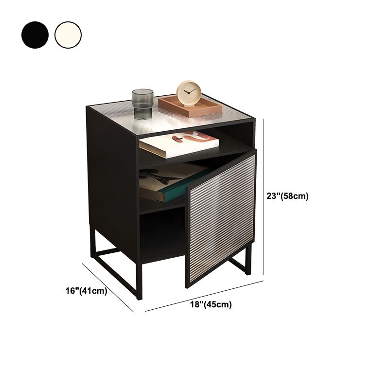 Mesa de acento de vidrio industrial Noche 22.83 "Cama alta de la cama nocturna