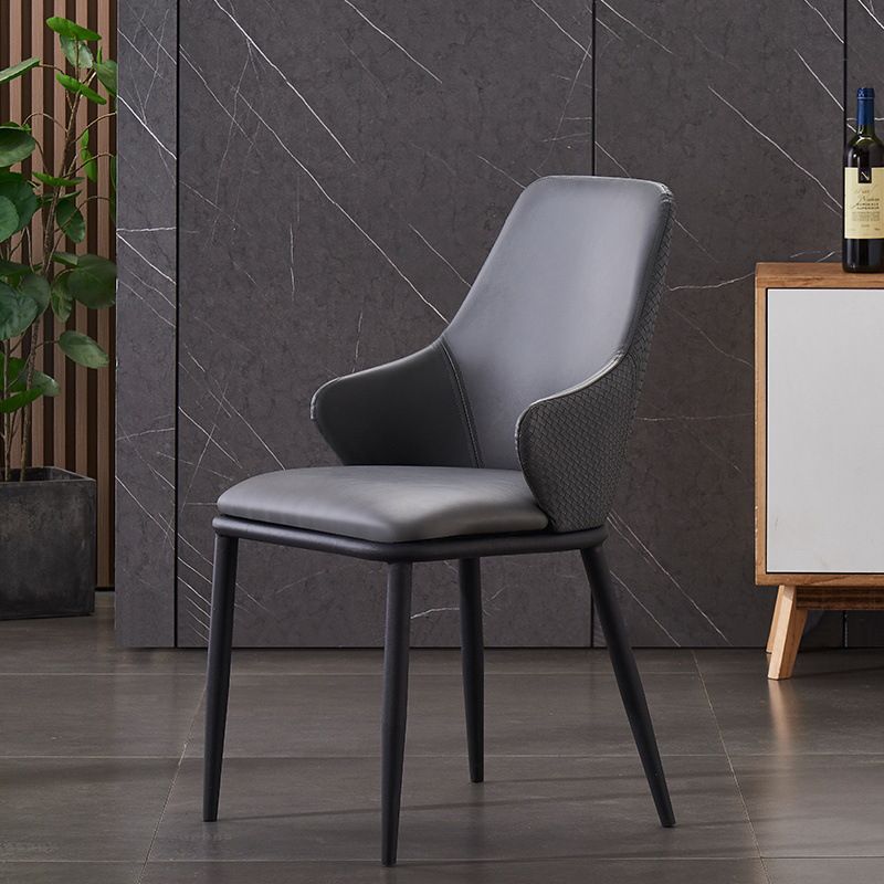 Modern Leather Dining Side Chairs Indoor Upholstered Arm Chair with Black Legs Clearhalo ' kitchen&dining_furn' 'Dining Chairs' 'Dining Tables & Seating' 'dining_chair' 'furn' 'furn_dining_chair' 'Furniture' 'furniture_dining_chair' 'Kitchen & Dining Furniture' 'kitchen' 1200x1200_635276ef-1142-4fe6-8831-22c8c8a5ae00