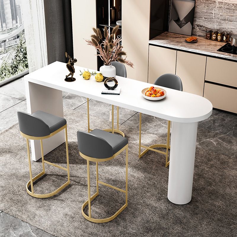 Contemporary White Double Pedestal Bar Table Wood and Iron Bar Dining Table Clearhalo 'Bar Furniture' 'Bar Tables' 'bar_tables' 'furn' 'furn_bar_tables' 'Furniture' 'Kitchen & Dining Furniture' 1200x1200_6352792d-7a36-4473-99a8-923071943a14