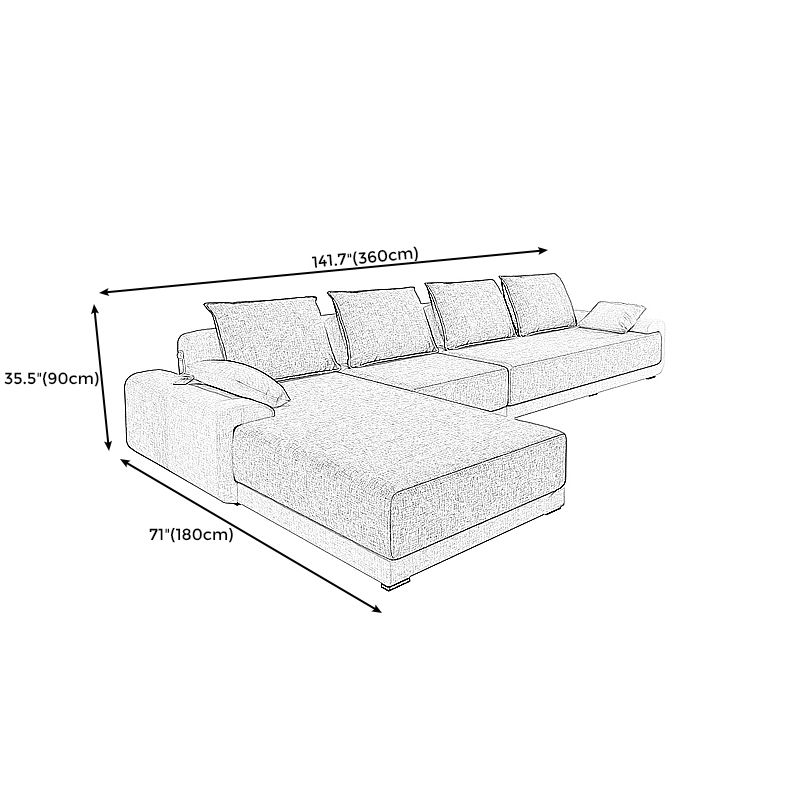 Scandinavian L-Shape Slipcovered Sofa and Chaise Pillow Back Cushions Sectional Clearhalo 'furn' 'furn_sectionals' 'Furniture' 'furniture_sectionals' 'Living Room Furniture' 'Sectionals' 1200x1200_6352f197-8700-469c-9453-6bd28f4716bb