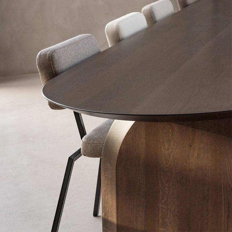 Oval Double Pedestal Modern Dining Table Fixed Table with Pinewood Clearhalo ' dining_table' 'Dining Tables & Seating' 'Dining Tables' 'furn' 'furn_dining_table' 'Furniture' 'furniture_dining_table' 'Kitchen & Dining Furniture' 'kitchen&dining_furn' 'kitchen' 'kitchen_dining_table' 1200x1200_63535a09-5544-412a-aa5f-4a93d9c2321a