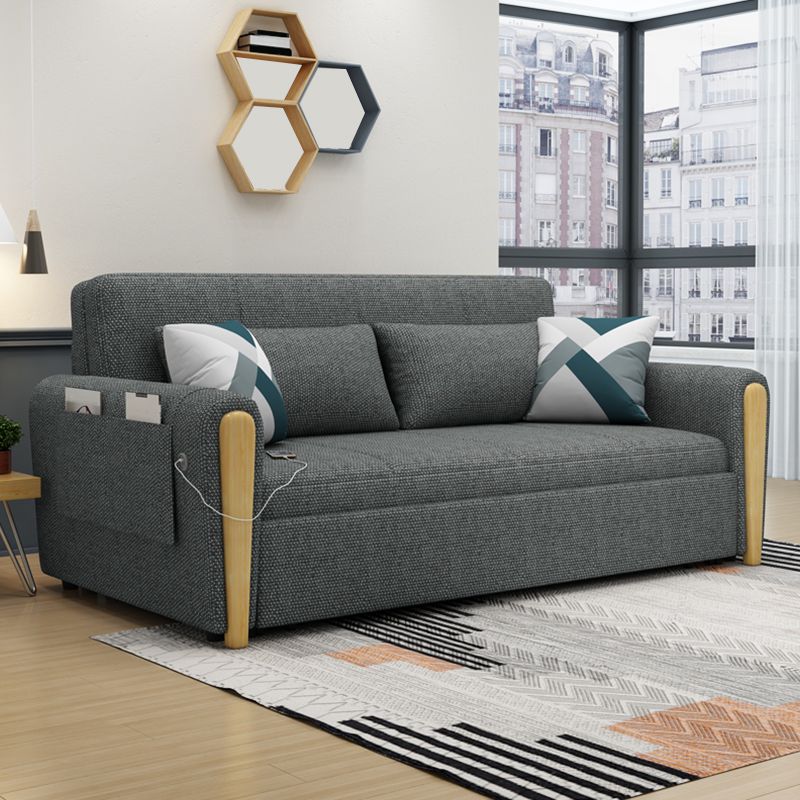 Da 30,7 "divano futon largo con archiviazione in lino pieghevole scandinavo