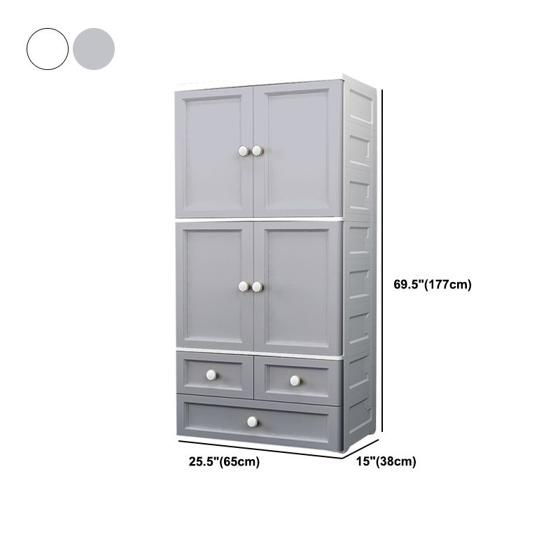 Armoire de rangement en plastique mat en plastique pour armoire contemporaine de chambre à coucher avec porte à charnière