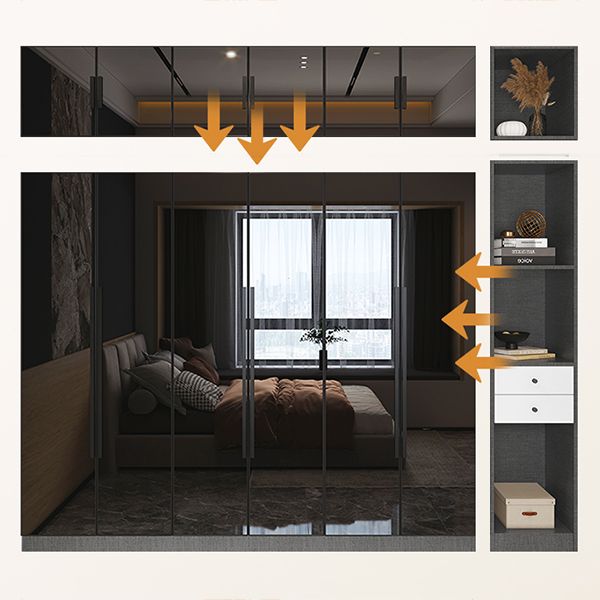 Modern Style Wardrobe Grey Colour Glass Wardrobe Closet for Bedroom Clearhalo 'Armoires & Wardrobes' 'armoires_wardrobes' 'Bedroom Furniture' 'furn' 'furn_armoires_wardrobes' 'Furniture' 1200x1200_635a95ba-659e-4af1-b2ba-f82cf7056794