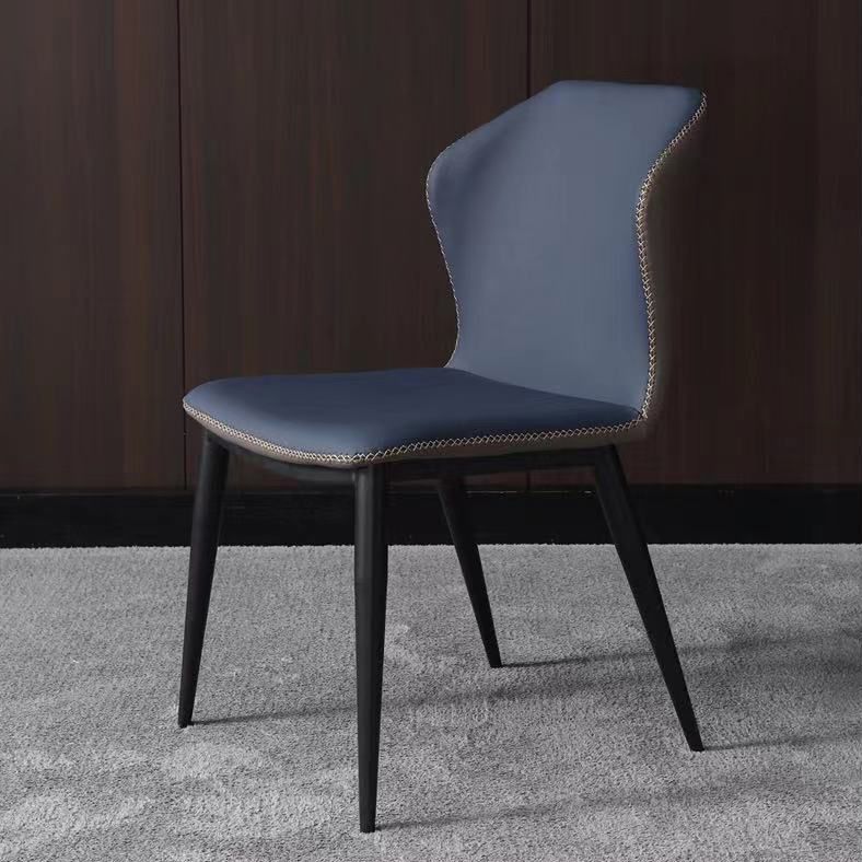 Contemporary Wingback Side Chair Matte Finish Leather Curved Chair for Brasserie Clearhalo ' kitchen&dining_furn' 'Dining Chairs' 'Dining Tables & Seating' 'dining_chair' 'furn' 'furn_dining_chair' 'Furniture' 'furniture_dining_chair' 'Kitchen & Dining Furniture' 'kitchen' 1200x1200_635ae559-d216-492f-8d42-3f64d5ab87c0