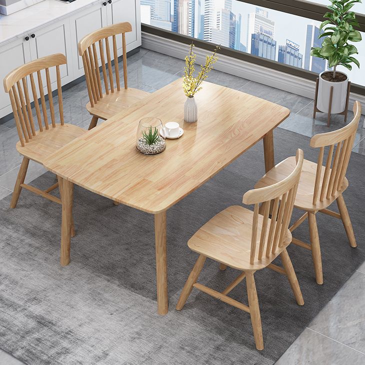 Modern Wood Table Set of 5/7 with Rectangle Table Dining Set with Winsor Chairs Clearhalo 'Dining Room Sets' 'Dining Tables & Seating' 'dining_room_set' 'furn' 'furn_dining_room_set' 'Furniture' 'furniture_dining_room_set' 'Kitchen & Dining Furniture' 'kitchen&dining_furn' 'kitchen' 1200x1200_635b7d7f-7da6-43ef-bdb4-1abf944ef841