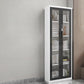 14.9" Wide Whit Bookcase Modern Stainless Steel and Glass Book Shelf With Doors
