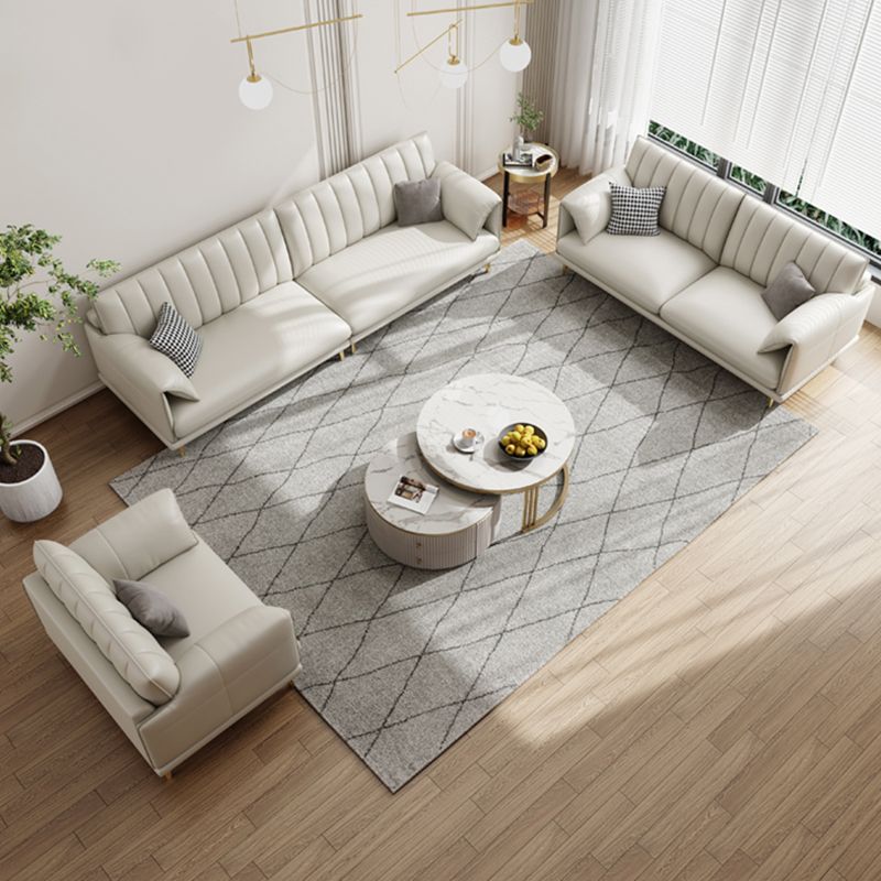 Stain-Resistant Faux Leather Sofa Cream Living Room Settee with Cushions Clearhalo 'furn' 'furn_sofas' 'Furniture' 'furniture_sofas' 'Living Room Furniture' 'Sofa' 'sofas' 1200x1200_6362f343-d152-402b-93b8-741d7a63fefd