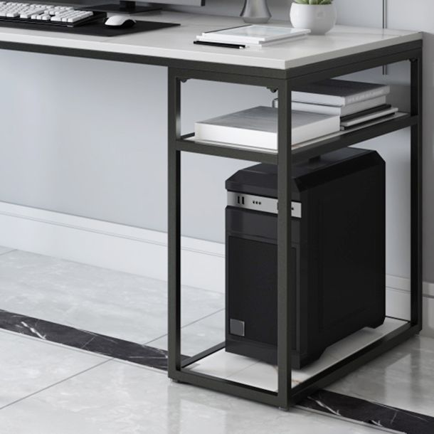 Contemporary Gaming Desk Antique Finish Computer Desk with Shelf Clearhalo 'furn' 'furn_office_desk' 'Furniture' 'Office Desks' 'Office Furniture' 'office_desk' 1200x1200_63631a77-62c1-4bc6-a209-3f0777edb56e