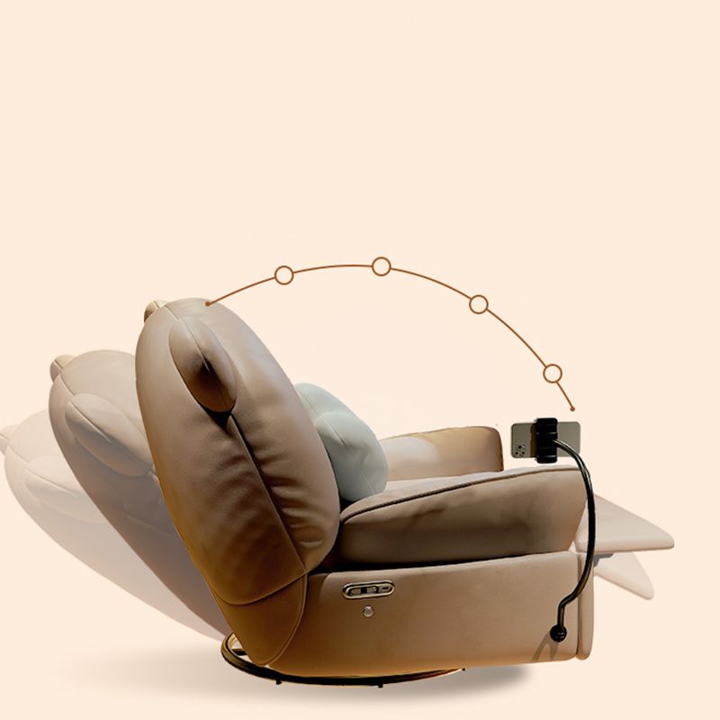 Sedia da club in pelle vera scandinaviana reclinabile in casa