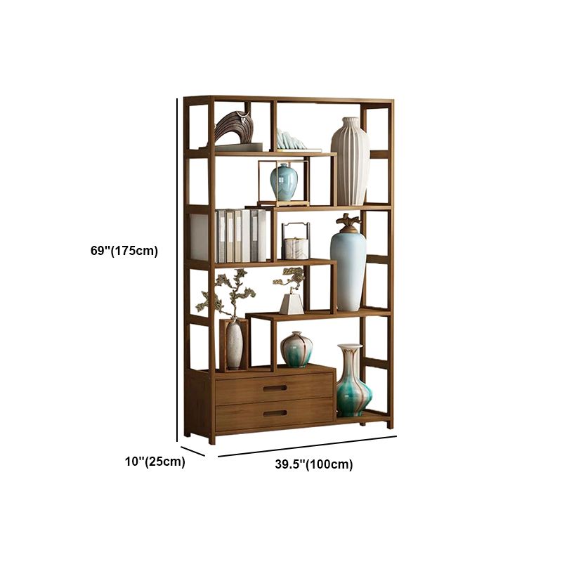 Contemporary Brown Etagere Libro scaffale aperto libreria verticale con cassetti