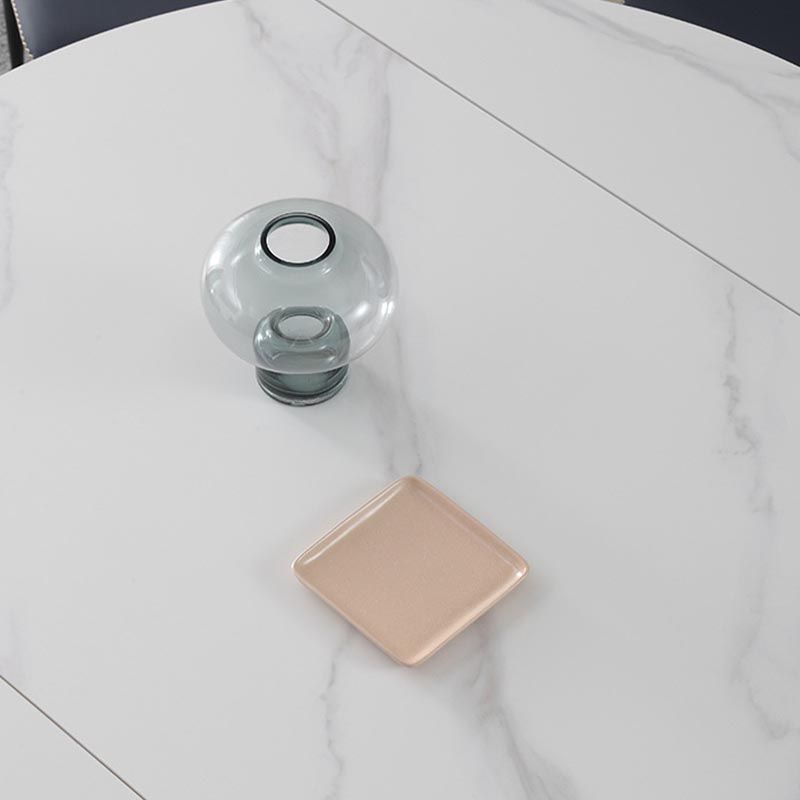 Stone Modern Round Table Standard Height Dining Room Table with Pedestal Base