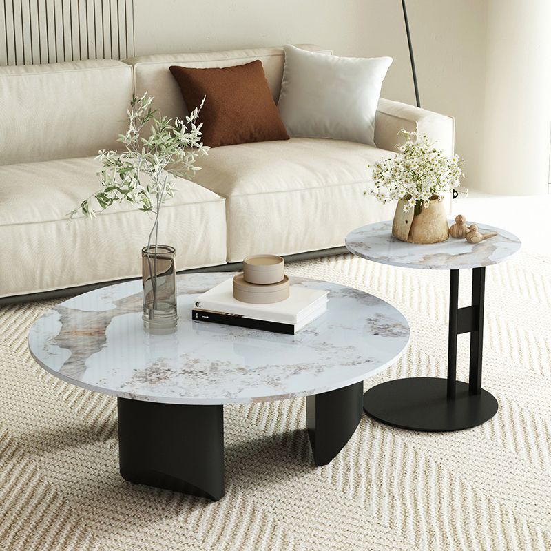 Modern Slate Coffee Table Round Coffee Table for Living Room Clearhalo 'Coffee & Accent Tables' 'Coffee Tables' 'coffee_tables' 'furn' 'furn_coffee_tables' 'Furniture' 'Living Room Furniture' 1200x1200_6366e77b-def2-47d1-82c7-7aaf7ee6f23d