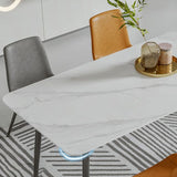 Moderne eetkamer diner keukentafel 4 poten stenen eettafel