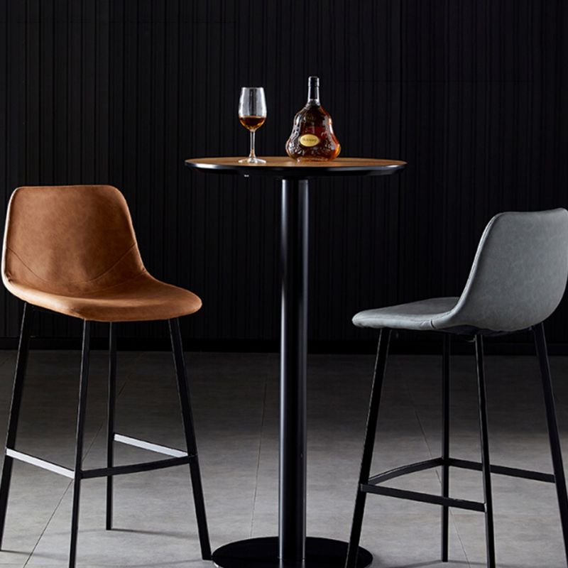 Modern Armless Backrest Counter Stool Iron Household Bar Stool with Leather Cushion Clearhalo 'Bar Furniture' 'Bar Stools' 'bar_stools' 'furn' 'furn_bar_stools' 'furniture_bar_stools' 'Kitchen & Dining Furniture' 'kitchen&dining_furn' 'kitchen' 'kitchen_furn' Furniture' 1200x1200_6366fe6b-7984-4e1f-aa66-9b53d95ef3f9