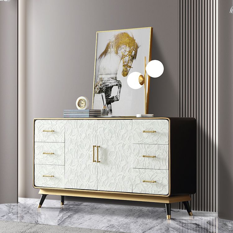 Glam Birch Sideboard Adjustable Shelving Cabinets Credenza with Drawer for Living Room Clearhalo 'buffet_sideboard' 'Buffets & Sideboards' 'furn' 'furn_buffet_sideboard' 'Furniture' 'furniture_buffet_sideboard' 'Kitchen & Dining Furniture' 1200x1200_636a53f7-a5ec-4021-ab5d-6a9a967efffb