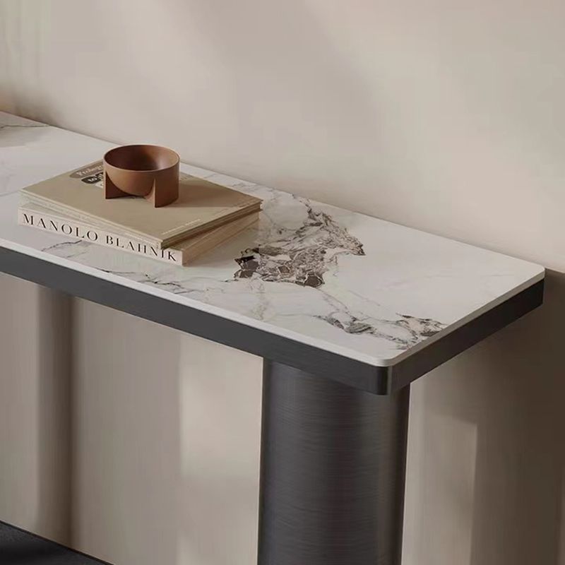 Tavolo da console a forma rettangolare tavolo di divano in pietra contemporanea in nero