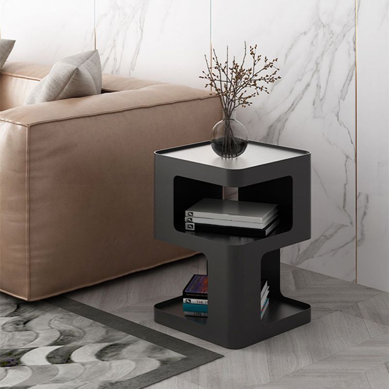 Metal Square End Table Modern 15.7" W Side Table with 2 - Shelf
