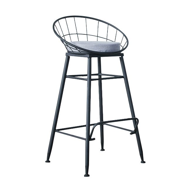 Glam Metal Bar and Counter Stool Round Low Back Stool with 4 Legs Clearhalo 'Bar Furniture' 'Bar Stools' 'bar_stools' 'furn' 'furn_bar_stools' 'Furniture' 'furniture_bar_stools' 'Kitchen & Dining Furniture' 1200x1200_636c97bb-046e-41ee-beec-15311fcbbb75