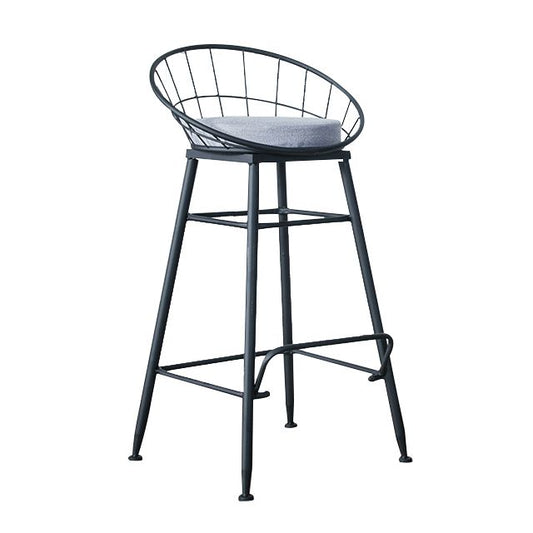 Glam Metal Bar and Counter Stool Round Low Back Stool with 4 Legs Clearhalo 'Bar Furniture' 'Bar Stools' 'bar_stools' 'furn' 'furn_bar_stools' 'Furniture' 'furniture_bar_stools' 'Kitchen & Dining Furniture' 1200x1200_636c97bb-046e-41ee-beec-15311fcbbb75
