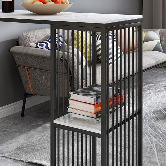 Rectangle Living Room Pub Height Dining Table Marble Bistro Table with Storage Clearhalo 'Bar Furniture' 'Bar Tables' 'bar_tables' 'furn' 'furn_bar_tables' 'Furniture' 'furniture_bar_tables' 'Kitchen & Dining Furniture' 1200x1200_636ef341-12a1-40e7-80ba-98a79d2d0de2