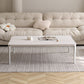 Mesa de centro Modernism Sate Top Mesa de cóctel rectangular de 4 patas en blanco