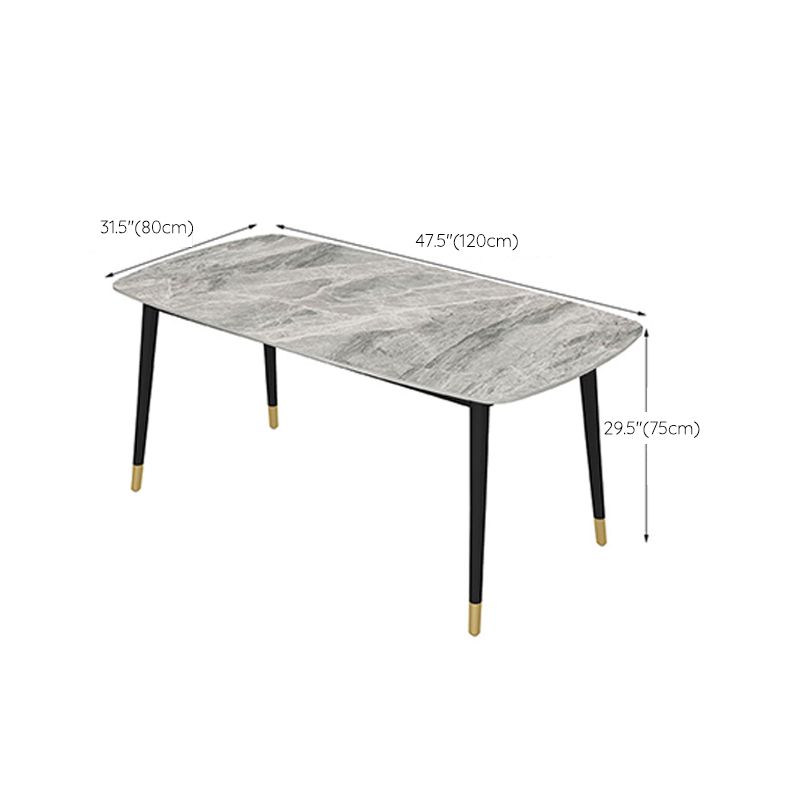 Industrial Dining Rectangle Table Sintered Stone Table with Metal Legs for Home Clearhalo 'Dining Tables & Seating' 'Dining Tables' 'dining_table' 'furn' 'furn_dining_table' 'Furniture' 'Kitchen & Dining Furniture' 1200x1200_637165f7-e08e-450b-b96d-3787143fb22a