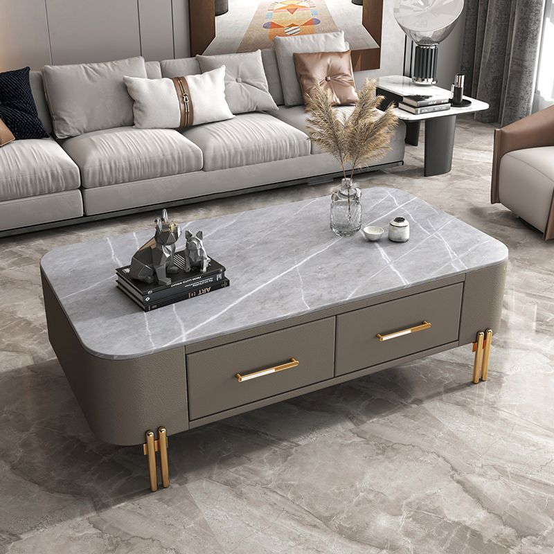 Slate Rectangular Coffee Table 4 Legs Single Coffee Table with 2 Drawers Clearhalo 'Coffee & Accent Tables' 'Coffee Tables' 'coffee_tables' 'furn' 'furn_coffee_tables' 'Furniture' 'Living Room Furniture' 1200x1200_63765911-1133-4325-b734-18f283ce86c4