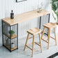 Glam 1/3 Pieces Bar Table Set Rectangle Wood Counter Table with Stools for Dining Room