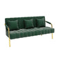 3-seater Velvet Sofa with 3 Pillows Square Arm for Living Room