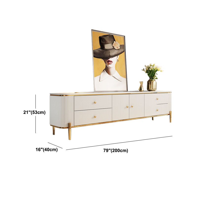 Glam White Stone Top TV Stand 4-Drawer TV Console with Stainless Steel Frame Clearhalo 'furn' 'furn_tv_stands_entertainment_centers' 'Furniture' 'Living Room Furniture' 'TV Stands & Entertainment Centers' 'TV Stands & Media Storage Furniture' 'tv_stands_entertainment_centers' 1200x1200_637b73cc-3a8f-4302-ac27-8ee5743d2d18