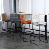 Modern Armless Backrest Counter Stool Steel Bar Stool with Leather Cushion Clearhalo 'Bar Furniture' 'Bar Stools' 'bar_stools' 'furn' 'furn_bar_stools' 'furniture_bar_stools' 'Kitchen & Dining Furniture' 'kitchen&dining_furn' 'kitchen' 'kitchen_furn' Furniture' 1200x1200_637cc5e0-3642-4697-8c1d-97afe16b81d1