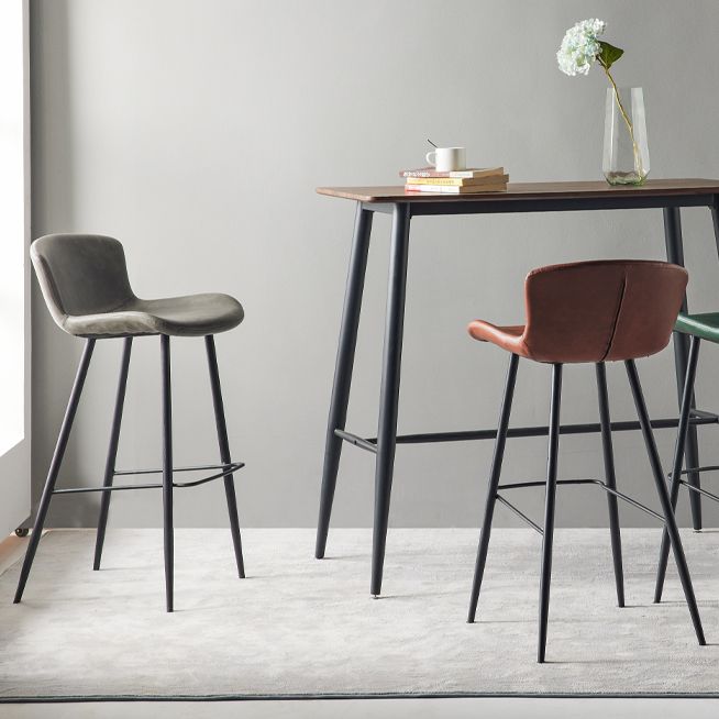 Modern Style Bar Stool Metal Base Barstools with Faux Leather Seat for Kitchen Clearhalo 'Bar Furniture' 'Bar Stools' 'bar_stools' 'furn' 'furn_bar_stools' 'furniture_bar_stools' 'Kitchen & Dining Furniture' 'kitchen&dining_furn' 'kitchen' 'kitchen_furn' Furniture' 1200x1200_637eb8e0-be41-48cb-8117-9b64aff2595b