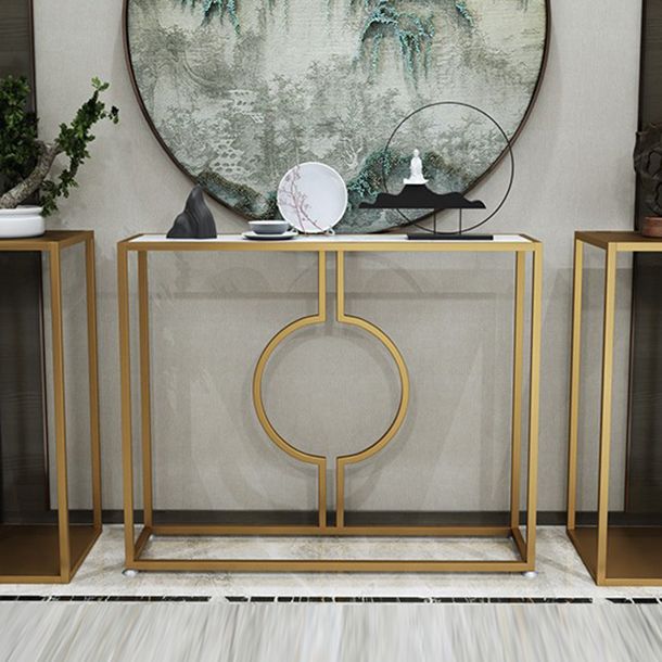 Tavolo da divano console in marmo glam tavolo accento per cornice oro per hall