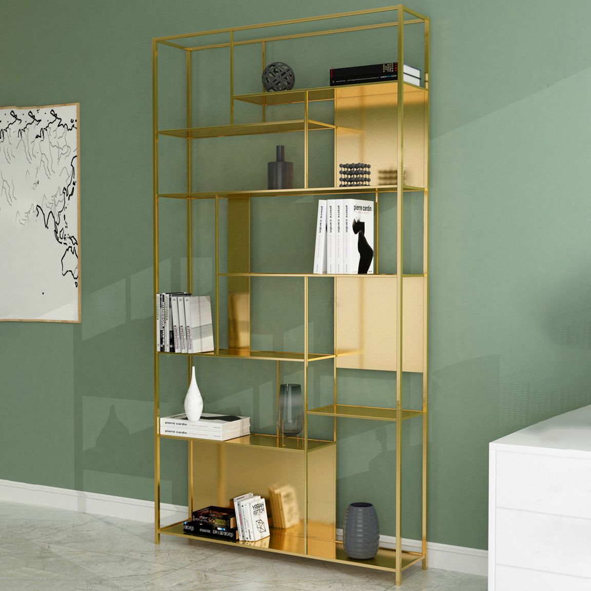 Metal Industrial Etagere Bookshelf Vertical Iron Open Bookshelf for Office Clearhalo 'Bookcases' 'furn' 'furn_bookcases' 'Furniture' 'furniture_bookcases' 'kitchen' 'kitchen_bookcases' 'Living Room Furniture' 'Office Furniture' 1200x1200_63804ee8-88cd-414a-8953-b887e7c7b5dd