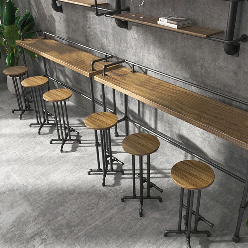 Industrial Wood Pub Table with Rectangle Table Top Black Trestle Table - 42" H Clearhalo 'Bar Furniture' 'Bar Tables' 'bar_tables' 'furn' 'furn_bar_tables' 'Furniture' 'furniture_bar_tables' 'Kitchen & Dining Furniture' 1200x1200_6380ae10-edf8-48ee-8867-3468bb3236c7